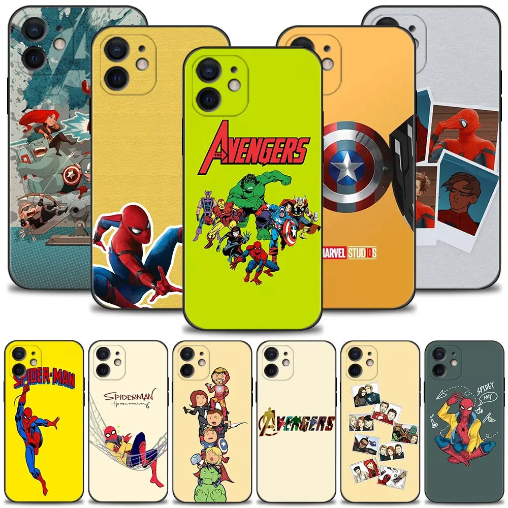 

Case For Apple iPhone 13 12 11 Pro Max Mini X XR XS Max 6 6S 7 8 Plus 5 5S SE(2020) Cover Marvel Cartoon Avenger Heros Spiderman