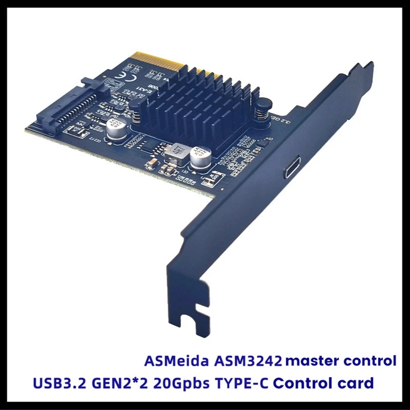 

1 PC USB3.2 Expansion Card GEN2X2 20Gbps PCI-E 4X Transfer TYPE-C ASM3242 Chip WIN10/WIN11 Expansion Card PCB + Metal