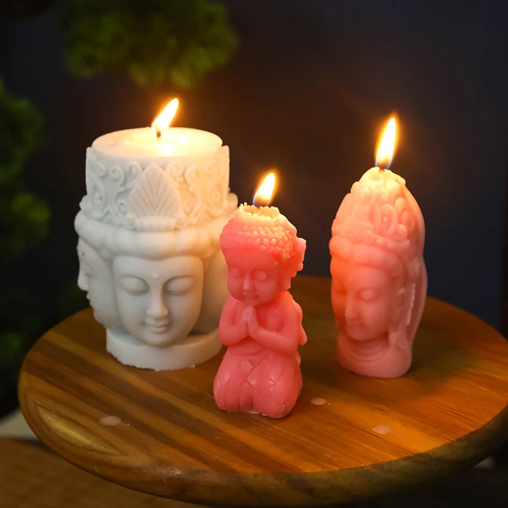 

3D статуя Будды формы для свечей DIY Guanyin Будда купол Ароматизированная свеча Настольный Декор гипс ручной работы мыло цемент силиконовые фор...
