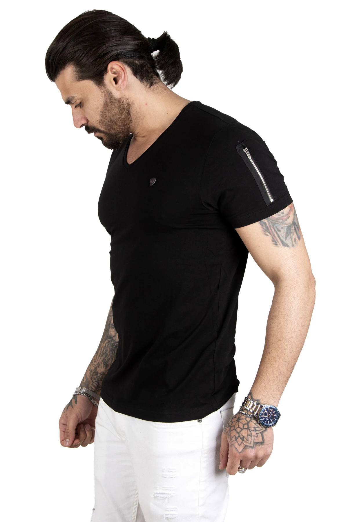 

DeepSEA arm zippered front v-neck men's t-shirt 2202003