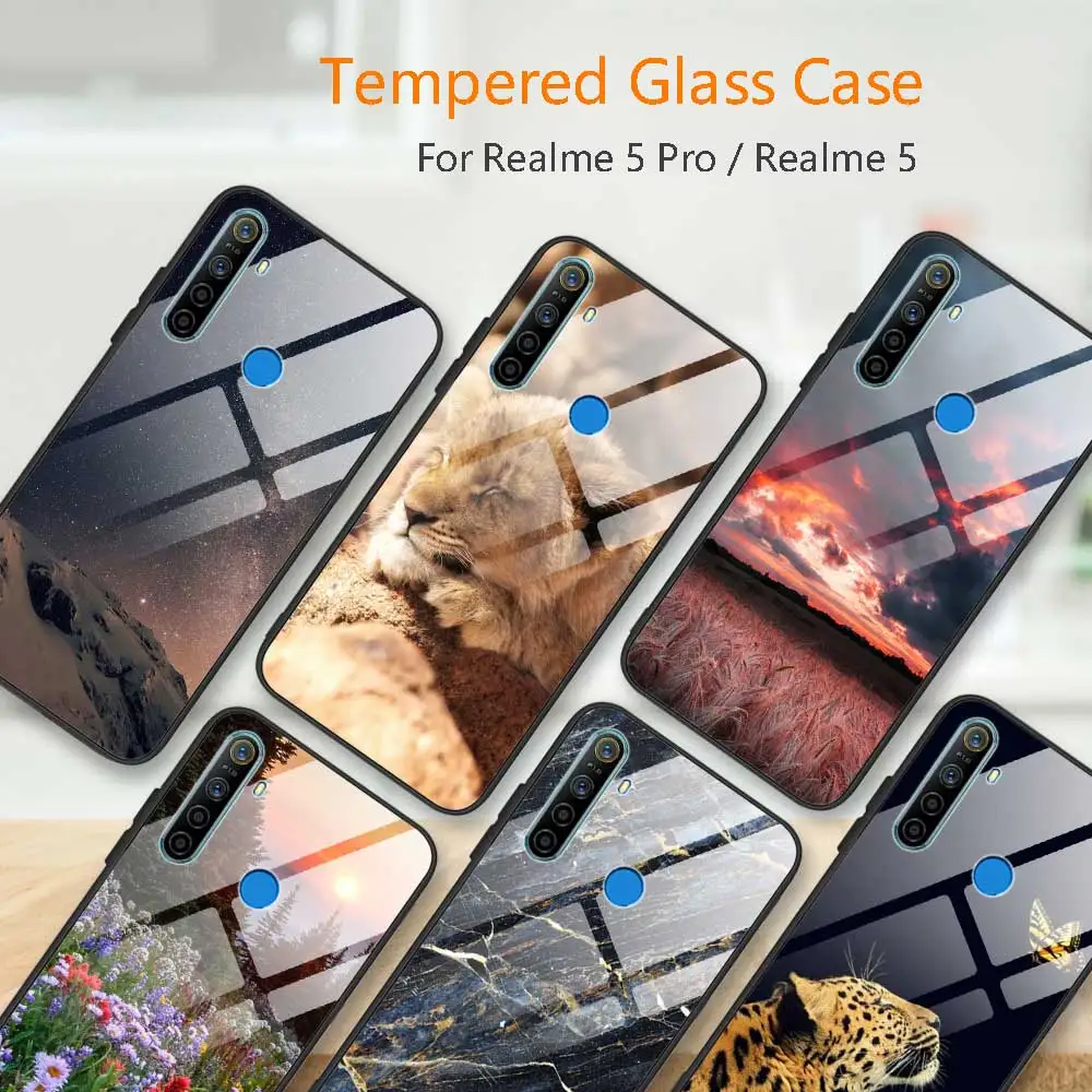 For OPPO Realme 5 5s 5i 6s 6i 6 Pro Tempered Glass Phone Case Back Cover For Realme5 Realme 5 Realme6 Pro 5i 5S 6I 6s 5Pro Case