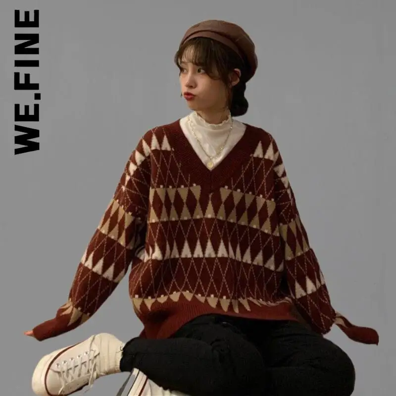 

We.Fine Fashion Knitted Women Sweater Soft Slim Korean Women Sweaters Girl All-Match Women's Sweaters 2022 Warm Female Tops