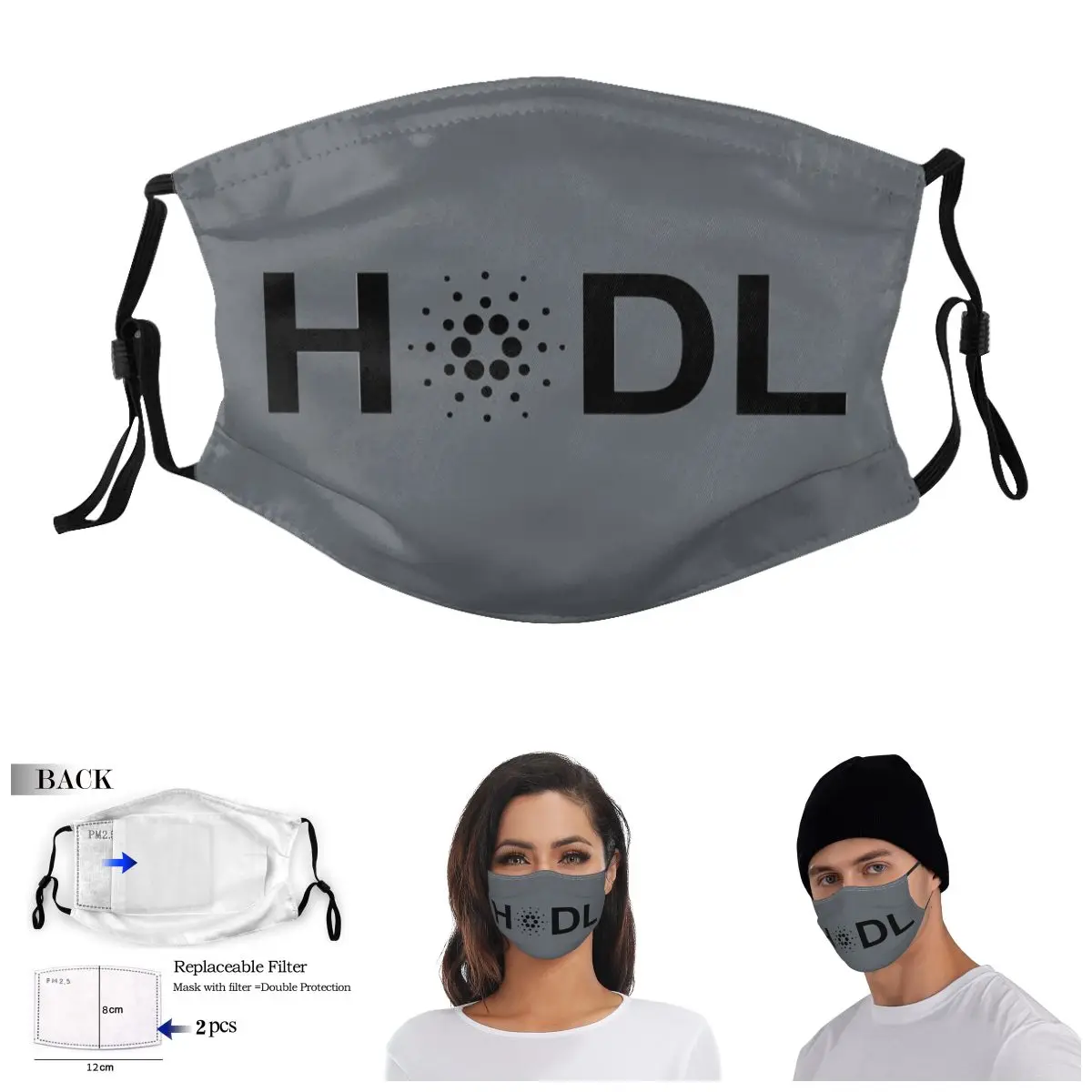 

HODL Cardano Fitted VNeck Alt Coins Adult Dust Mask Humor Graphic ｠Guise Activated Carbon Filter Mask