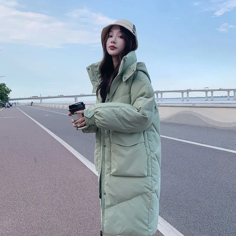Winter Coat Women Autumn Winter 2023 New Korean Fashion Thicken Warm Parkas Ladies Casual Hooded Long Coats Pockets Cotton S88