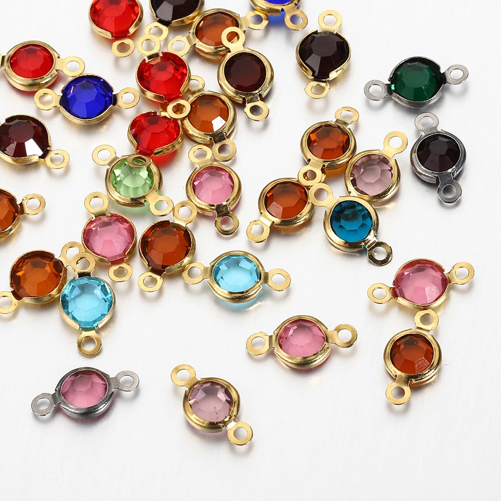 

20pcs Mixed Stainless Steel Crystal Birthstone Charms Rhinestone Jewelry Making DIY Accessoriess for Necklace Bracelet