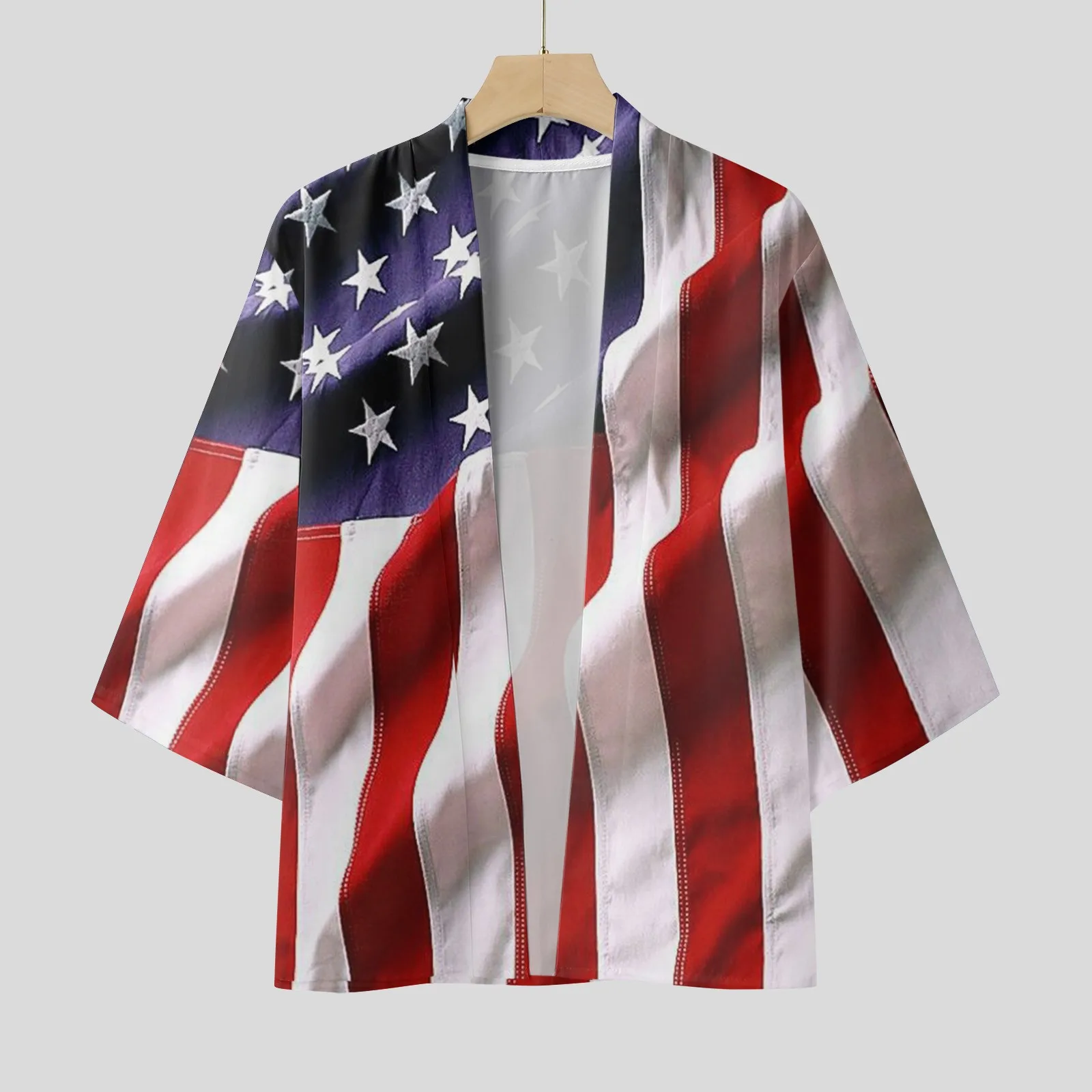 

Male Cardigan Independence Day Shirt Summer Long Sleeve American Flag Camisas Blusa Short Sleeve Cool Blouse Button Pullover Top