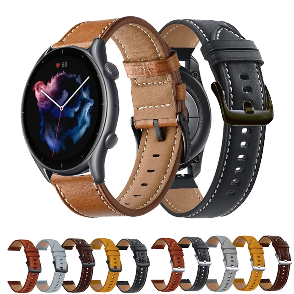 

Leather Strap For Amazfit GTR 3/3 Pro Sport 22mm Smart Watch Replace Band For Amazfit GTR 2 2E 47mm/Pace Stratos 2 2S 3 Bracelet