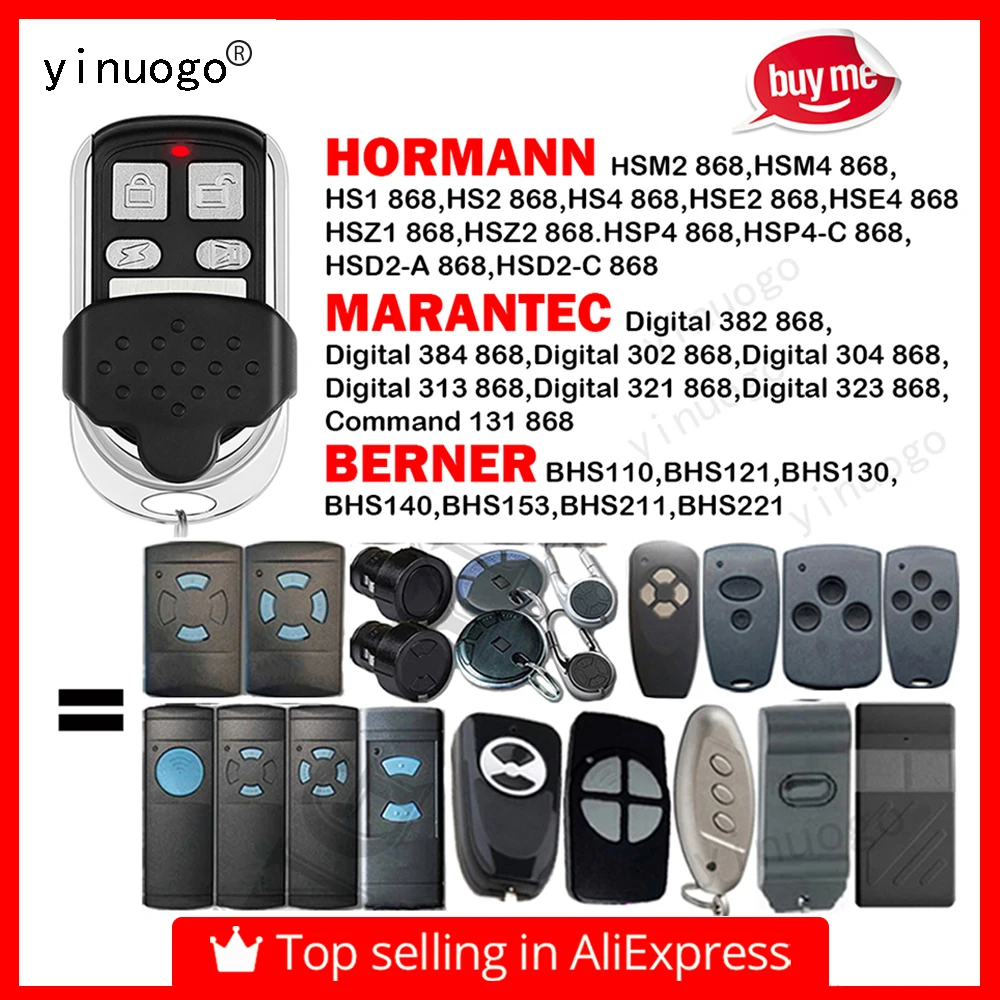 HORMANN HSE2 HSE4 HSM2 HSM4 HSZ1 HSZ2 HS1 MARANTEC Digital 384 302 382 304 313 868 МГц BERNER BHS121 BHS140 BHS110 Пульт