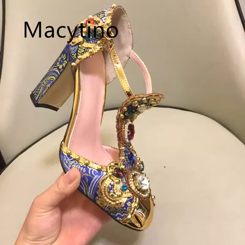 Круиз 2024 г. новинка туфли с острым носком и драгоценными камнями цветочные