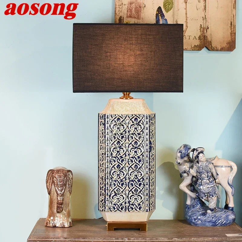 Американская Керамическая Настольная лампа AOSONG в стиле ретро креативный