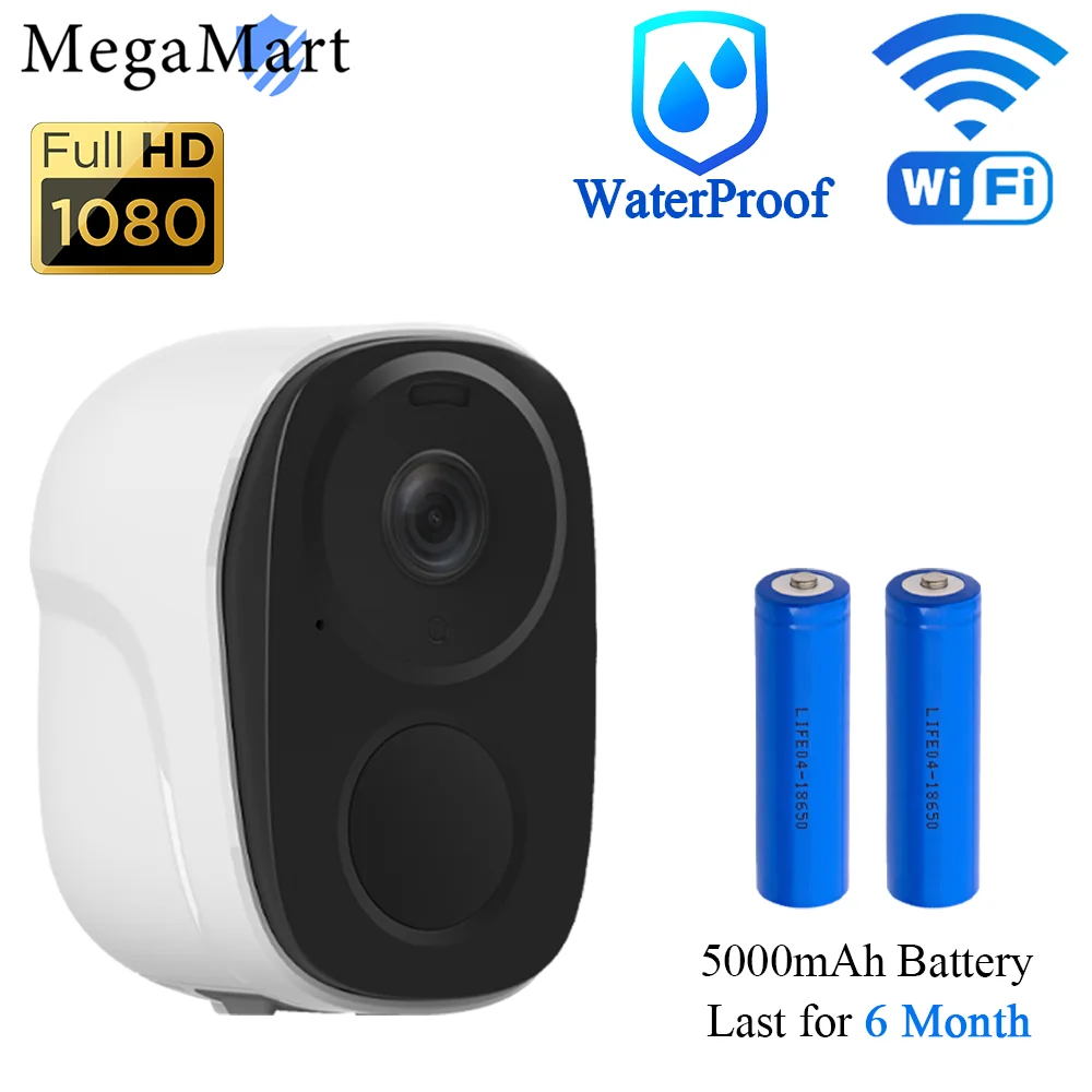 

2MP Wifi Camera IP Monitor Mini Outdoor WaterProof IP66 Security Surveil Cameras Wireless Video 5200mAh Battery Cam 1080P 2.4G