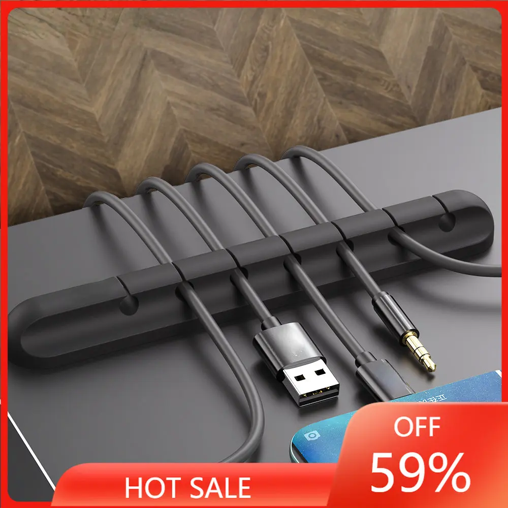 

L16 Cable Organizer Silicone USB Cable Winder Desktop Tidy Management Clips Cable Holder for Mouse Headphone Wire Organizers