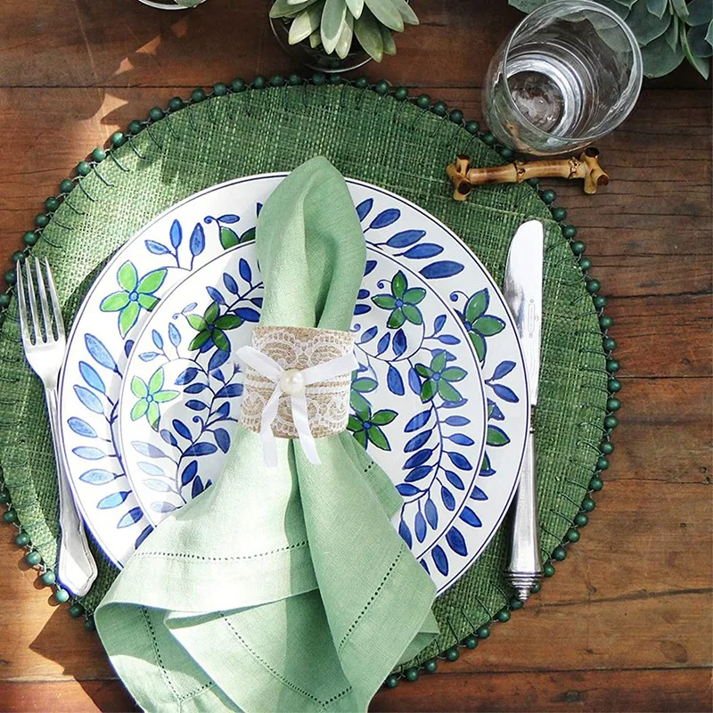 8 шт. кружевные кольца для салфеток в деревенском стиле ручная работа мешковина