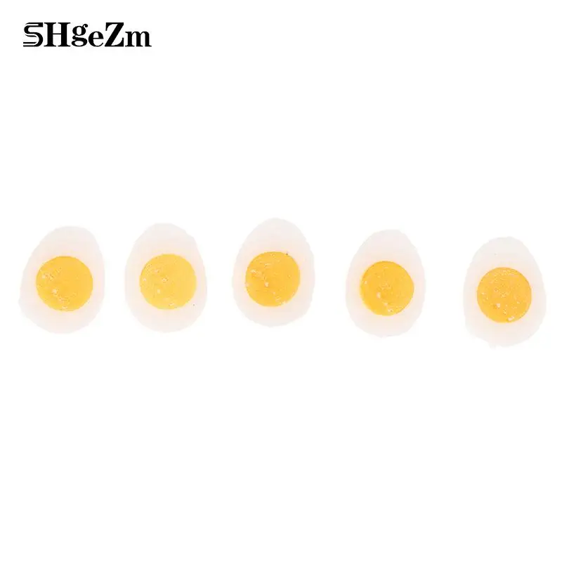 

5PCS Diy Resin Fried Egg 1:12 Dollhouse Miniature White Egg Flatback Cabochons Food DIY Scrapbooking
