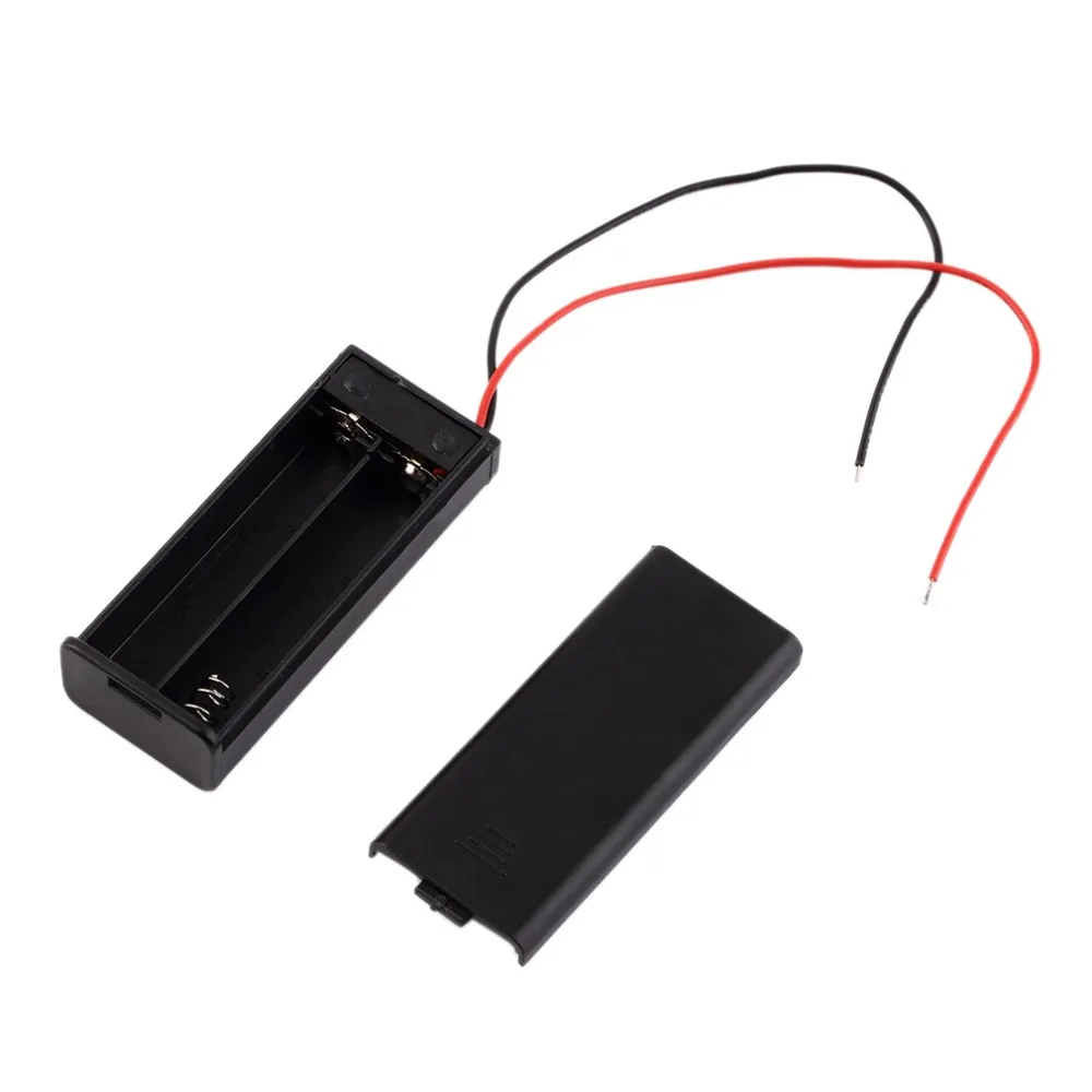 

New 2 * AAA Battery Storage Case Box Holder for 2pcs AAA Batteries with ON/OFF Switch & Wire Leads Black Wholesale