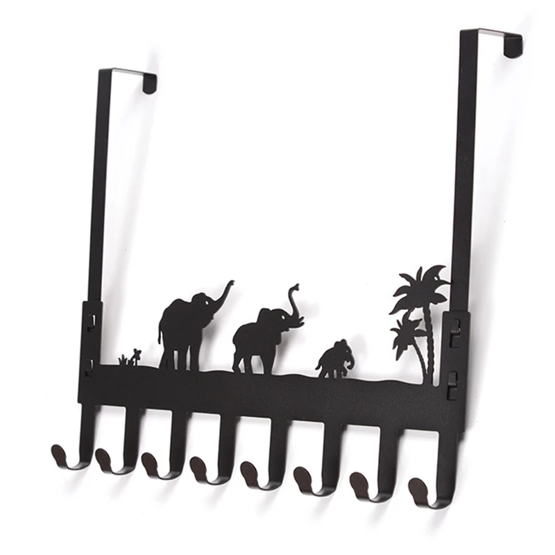 

Over The Door Towel Racks For Bathroom,Black Door Hanger Hook Towel Rack For Door Clothes Key Bag Hanger With 8 Hooks