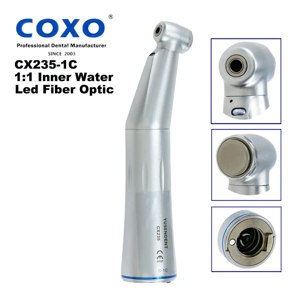COXO Dental Fiber Optic Contra Angle Inner Water Self Power Low Speed Handpiece CX235-1C