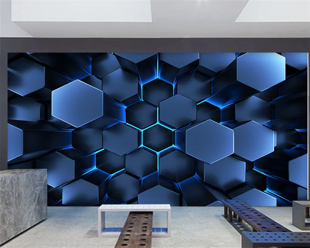 

beibehang papel de parede Custom three-dimensional technology sense geometric gym background KTV decorative wallpaper