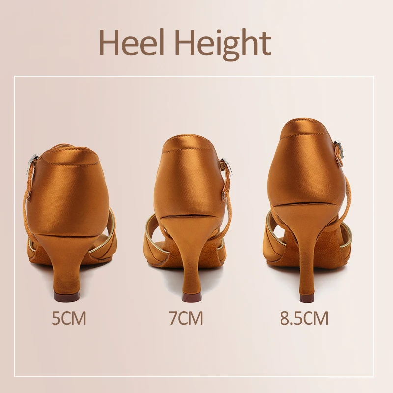 Dance Shoes For Women Latin Elegant Heels Ballroom Dancing Shoes Suede Sole Tango Samba Salsa Sandals Decorate with Rhinestones