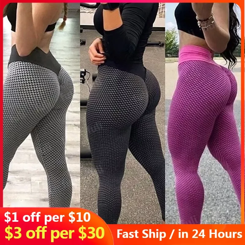

Mesh Knitting Yoga Pants Women High Waist Push Up Seamless Sport Legging Gym Tights Quick Dry Running Fitness Pants