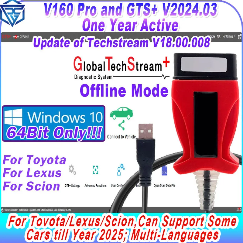 V160 и новый GTS+ Global Techstream+ V2024.03 для Toyota/Lexus/SCION Some Car 2025 года Обновление GTS Techstream V18.00.008