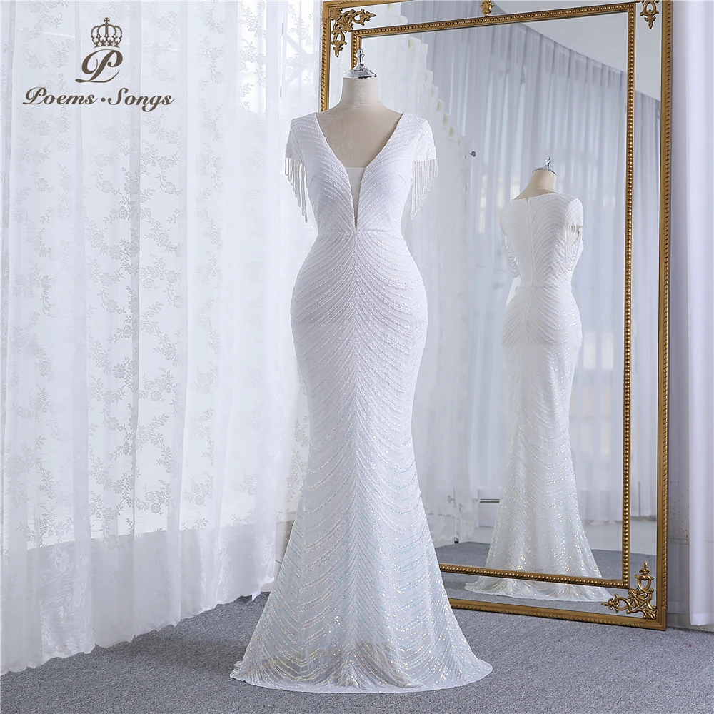 Женское вечернее платье-русалка Бордовое платье с коротким рукавом расшитое