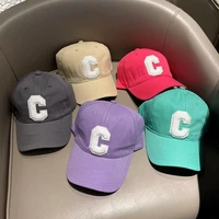 unisex multicolor baseball cap c letter soft top peaked cap casual shade hip hop trendy hat adjustable summer visor fishing hats