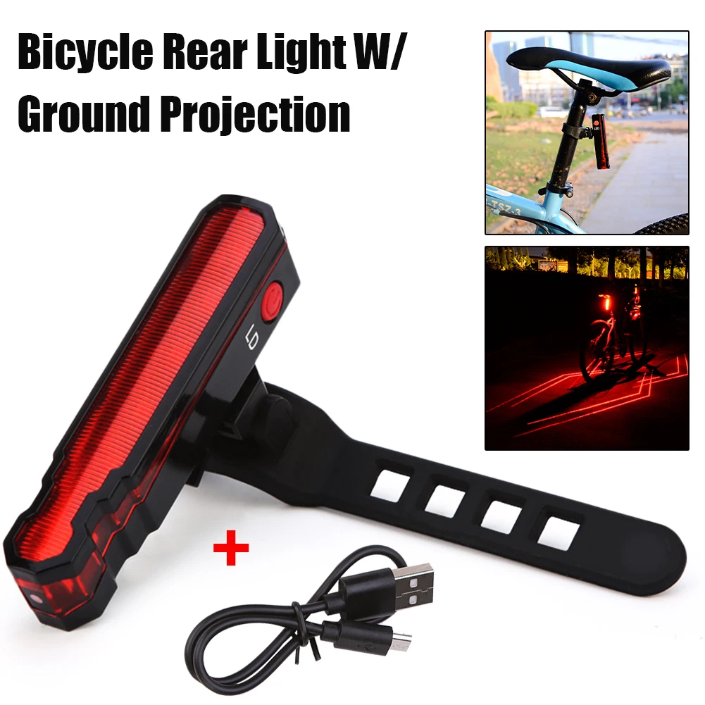

Велосипедный задний фонарь, Лазерный фонарь, предупреждающий, водонепроницаемый, с зарядкой от USB, задний фонарь для езды на велосипеде