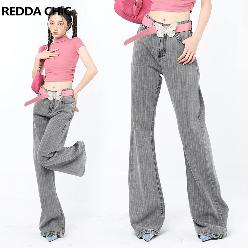 

Брюки женские повседневные в ретро-стиле, серые мешковатые джинсы с расклешенными штанинами, с завышенной талией, винтажные хипстерские шт...