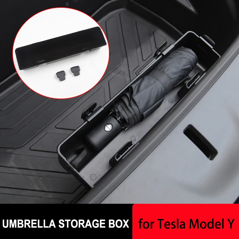

2022 NEW Umbrella Storage Box Tray for Tesla Model Y 2021 Front Trunk Hook Organizer Holder ABS Car Interior Styling Accessories