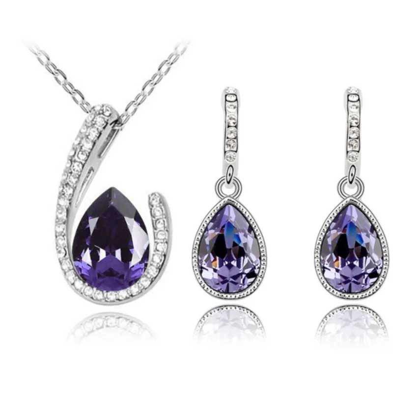 Австрийский кристалл слеза воды Чешский AAAA + стразы ожерелье серьги подвеска