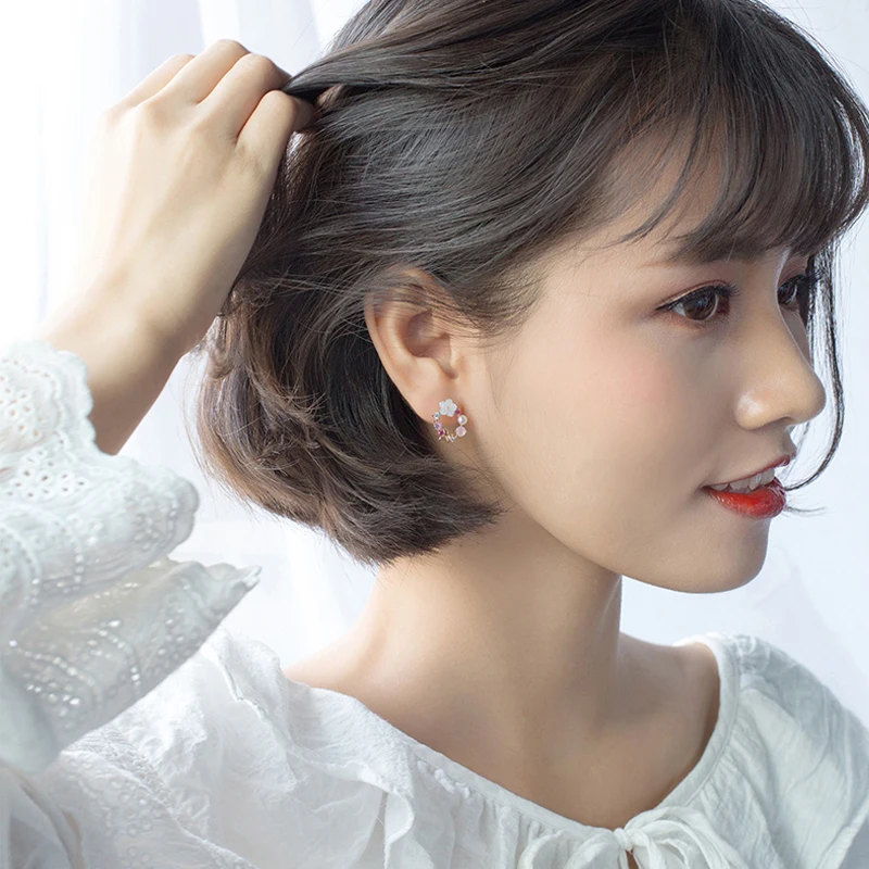 Серьги-гвоздики с камелией в стиле Мори женские серьги-гвоздики из стерлингового