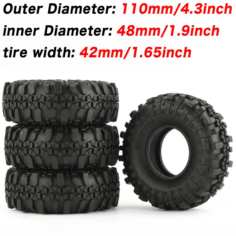

4PCS 1.9" inch Rubber Tyre Wheel Tires 110mm tires for Axial SCX10 1:10 RC Rock Crawler HSP 90046 AXI03007 Tamiya CC01 D90 D110