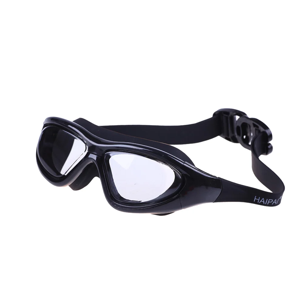 

Unisex Swimming Goggles Waterproof Anti-fog Leak Clear UV Protective Plain Plating Silicone Strap Swimming Glasses (Black)