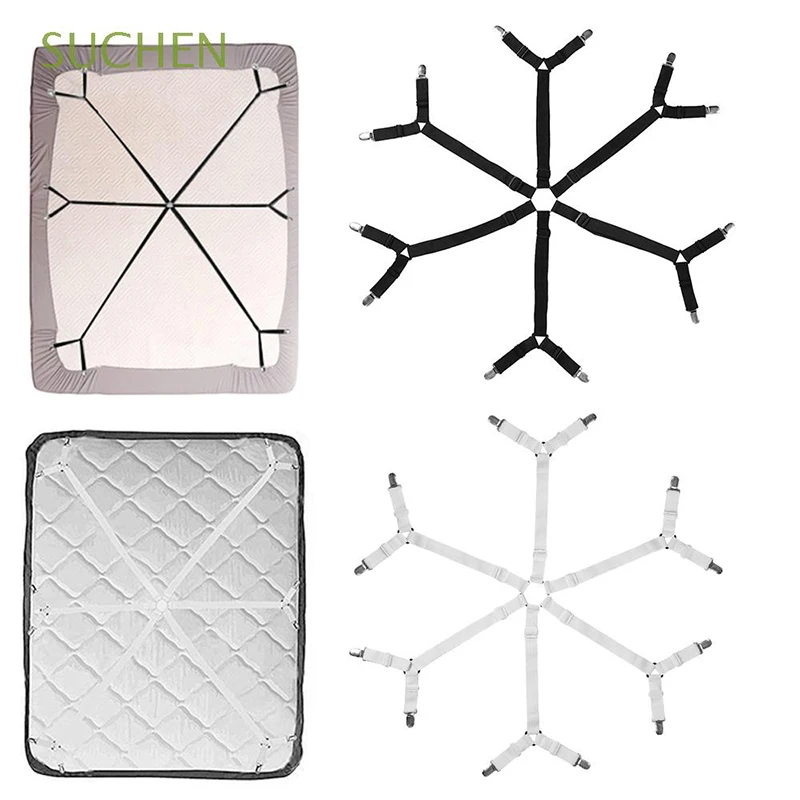 

6 Sides 12 Clips Adjustable Elastic Sheet Clip Bed Sheet Fastening Clip Mattress Cover Anti-Slip Clip Suitable for any size bed