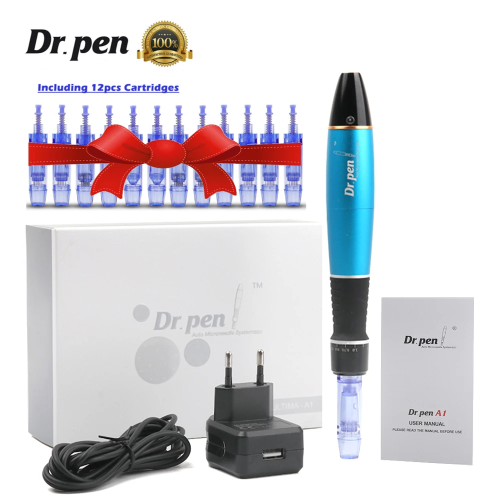 

Dr Pen Ultima A1-W Wireless Microneedling Pen with 12Pcs Cartidges Kit Derma Pen Auto Micro Needles Mesotherapy Skin Care Device