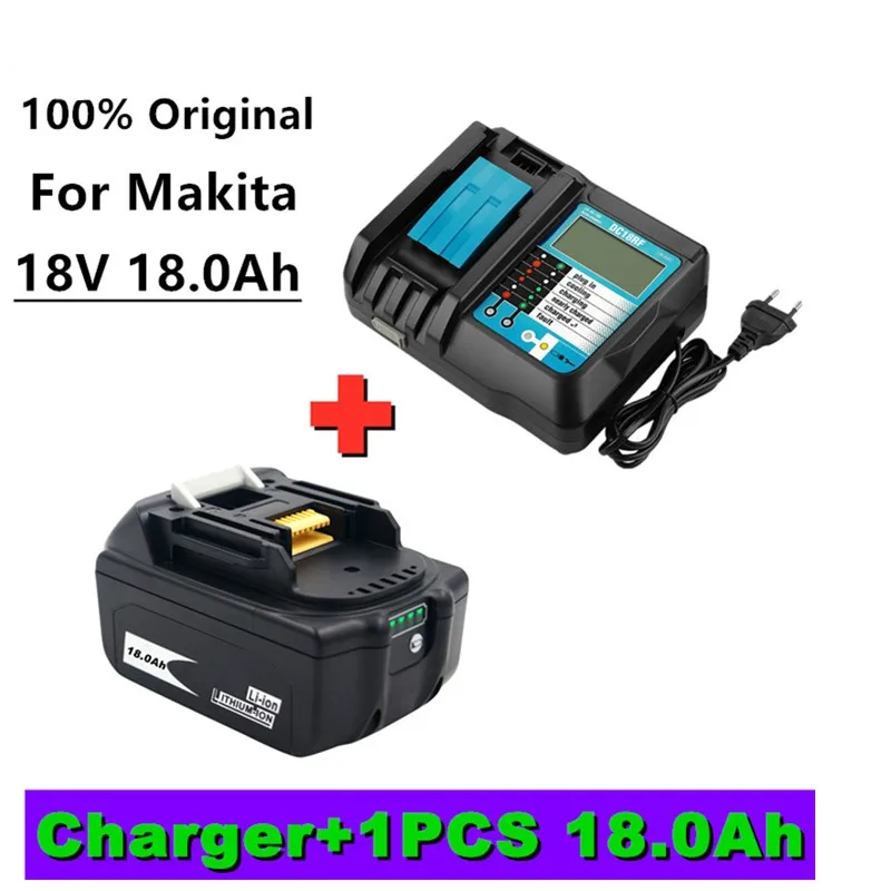 Перезаряжаемая литий-ионная батарея BL1860 18 в 18000 мАч для аккумулятора 18 в BL1840 BL1850 BL1830 BL1860B BL1850 BLXT 400 с зарядным устройством Перезаряжаемая литий-ионная батарея BL1860 18 в 18000 мАч для аккумулятора 18 в BL1840 BL1850 BL1830 BL1860B BL1850 BLXT 400 с зарядным устройством