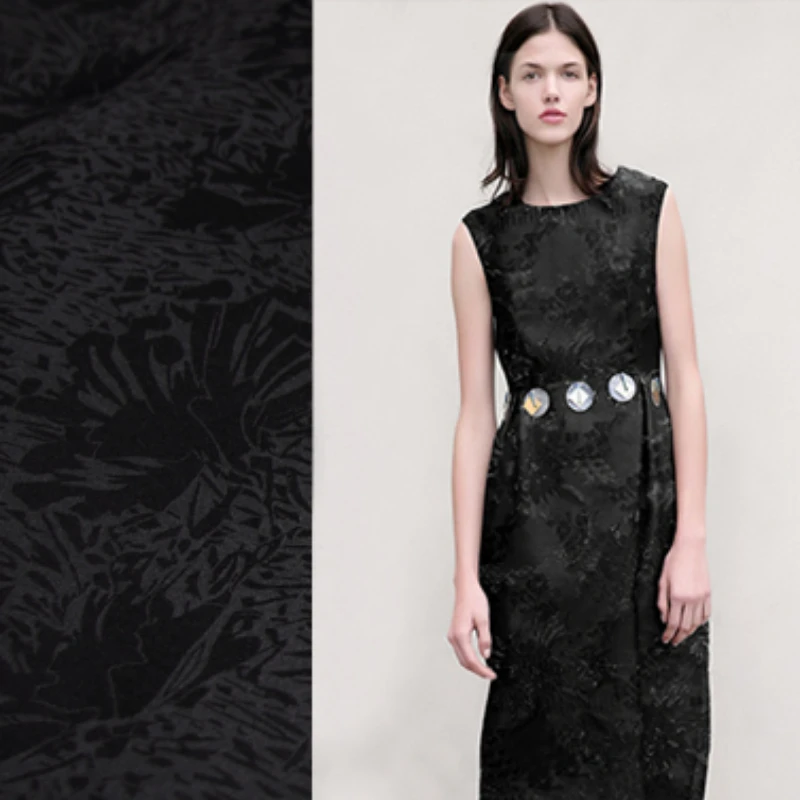 

112 см, черная шелковая ткань, искусственная органза, жаккардовая ткань, черная жаккардовая шелковая ткань, оптовая продажа шелковой ткани