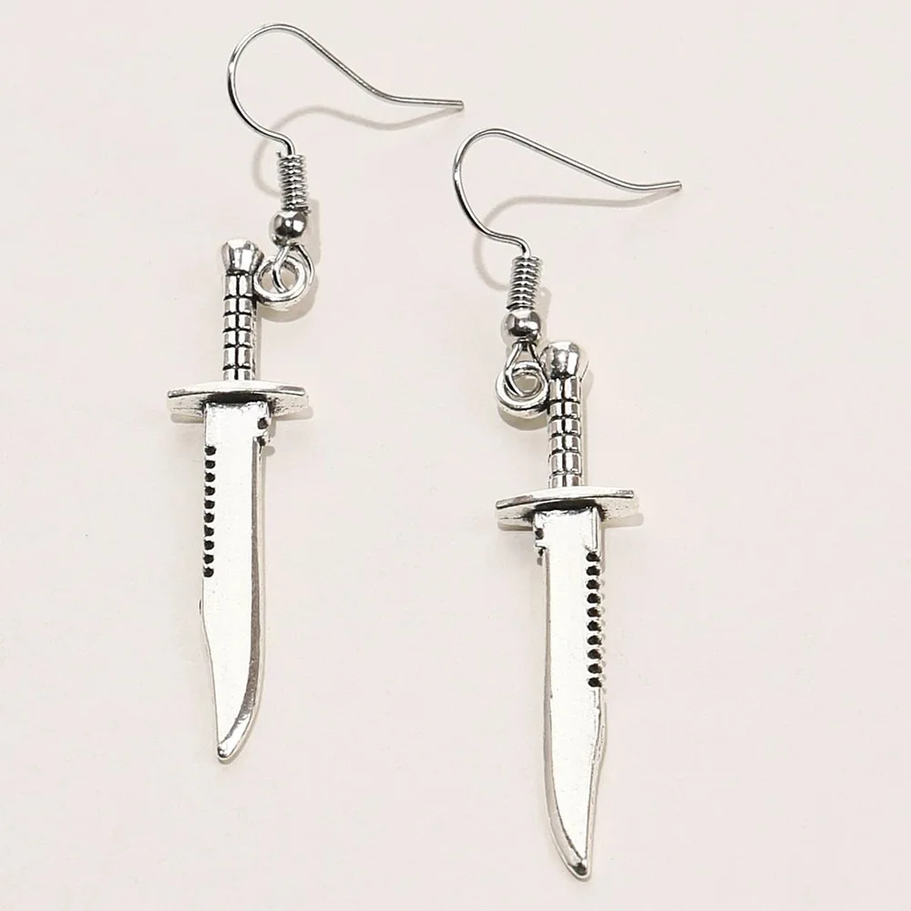 

Fashion Punk Sword Earrings Silver Color Classic Big Dagger Eardrop Jewellery Novel Charm Women Men Gift Gothic Mystical