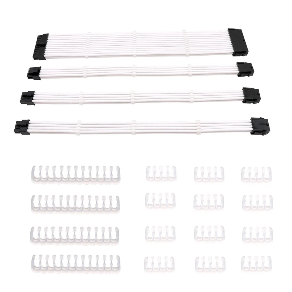 

ATX EPS PCI-E With Combs Connector Office White Extension For Computer Fiber Braided PSU Sleeved Cable UL1015 18AWG Portable