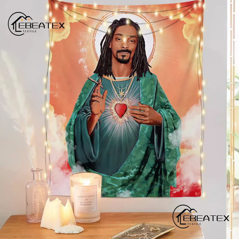 

Rapper Snoop Dogg Tapestry Jesus Bible Hippie Print Decorative Wall Tapestry Mystical Psychedelic Bohemian Room Decor Aesthetic