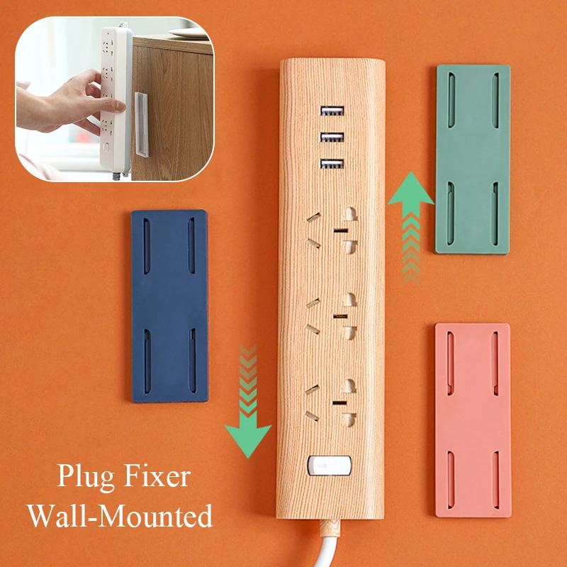 

Wall-mounted Power Socket Holder Punch-free Router Plug Storage Shelf Home Adhesive Fixer Line Board Cable Wire Organizer