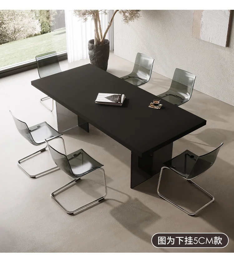 w restauracji z kamiennej płyty czysta czerń akrylowe zawieszenie prostokątne nowoczesne małe mieszkanie restauracja domowy stół do jadalni