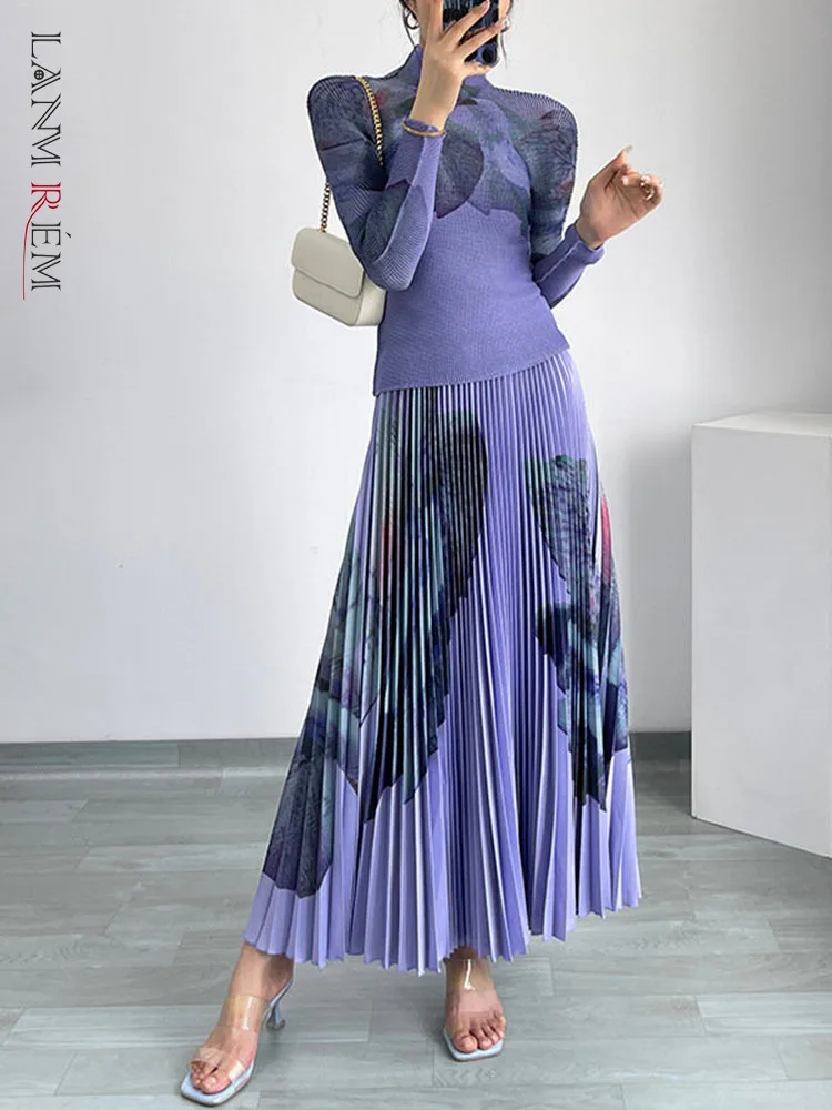 

Комплект из водолазки и юбки с длинным рукавом, с высокой талией