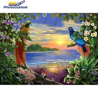 photocustom oil painting by number flower bird drawing on canvas handpainted art gift diy picture by number animals kits home de