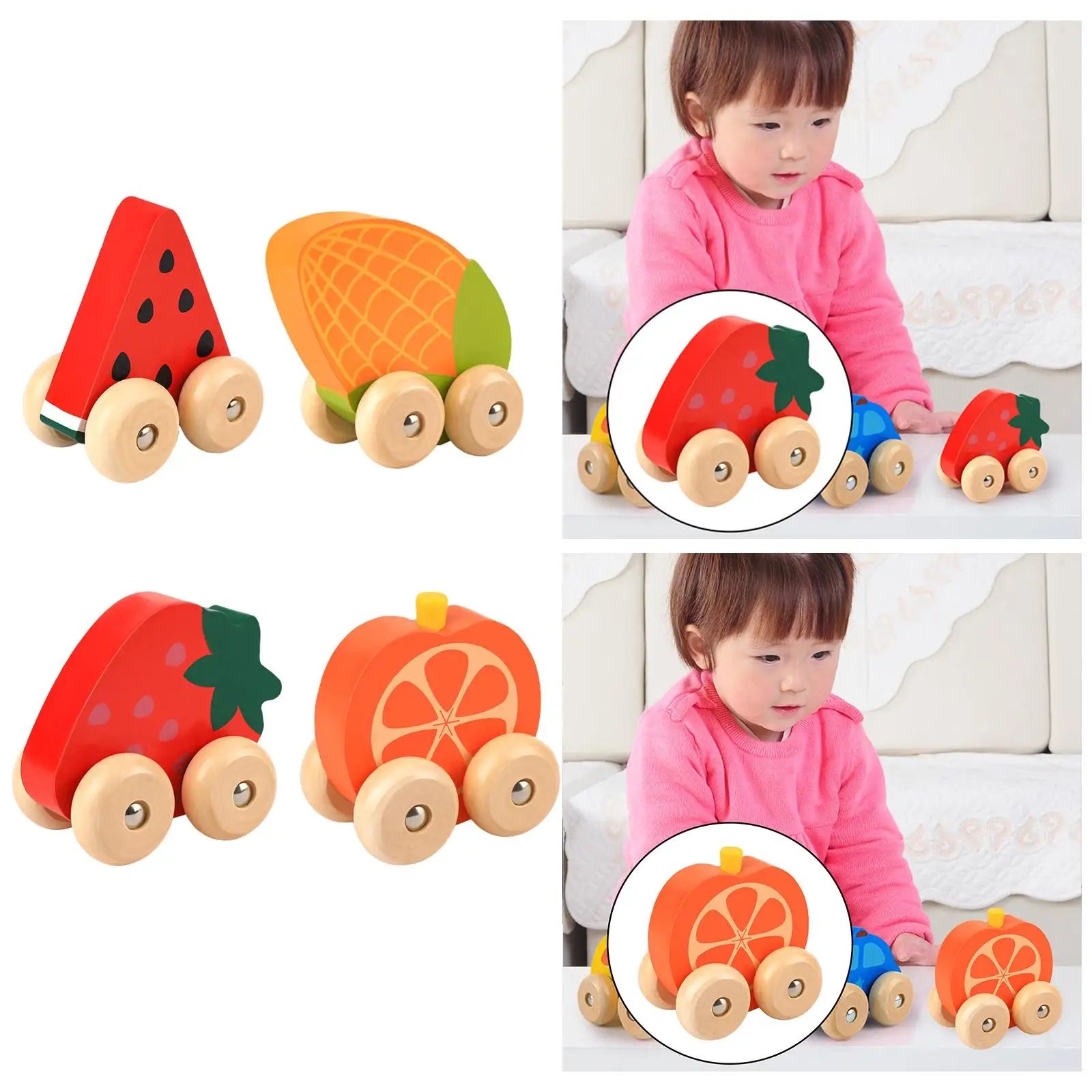 

Kids Fruit Car Toys Developmental Toys Vehicle Playset for Holiday Gifts
