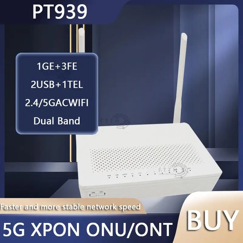 PT939 XPON ONT ONU 1GE + 3FE + 2USB + TEL двухдиапазонный 2,4G & 5G AC WIFI EPON/GPON маршрутизатор б/у без блока питания