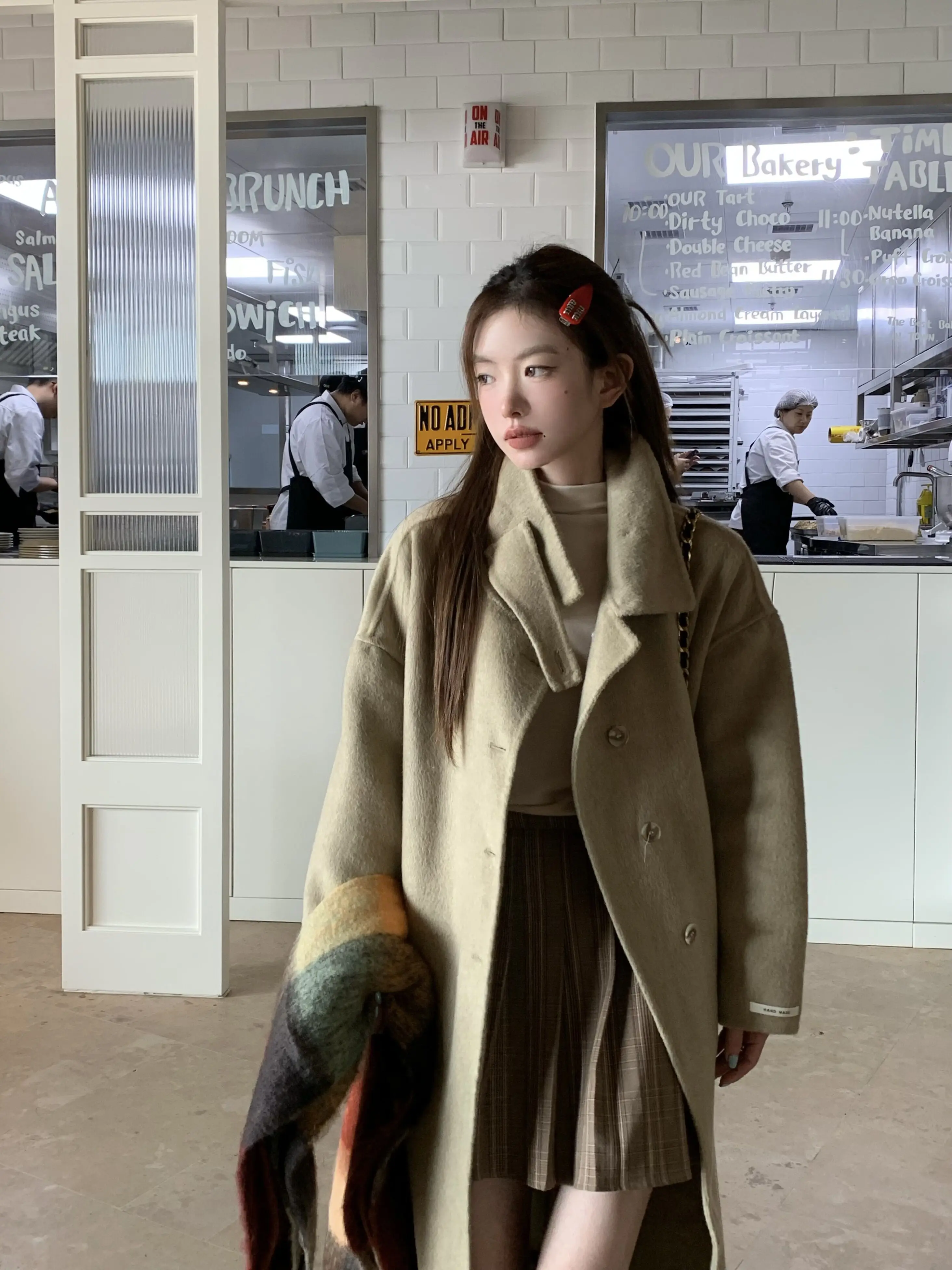 High-End Stand Collar Single-Breasted Woolen Jacket Women Winter Korean Series Loose Temperament Long ...