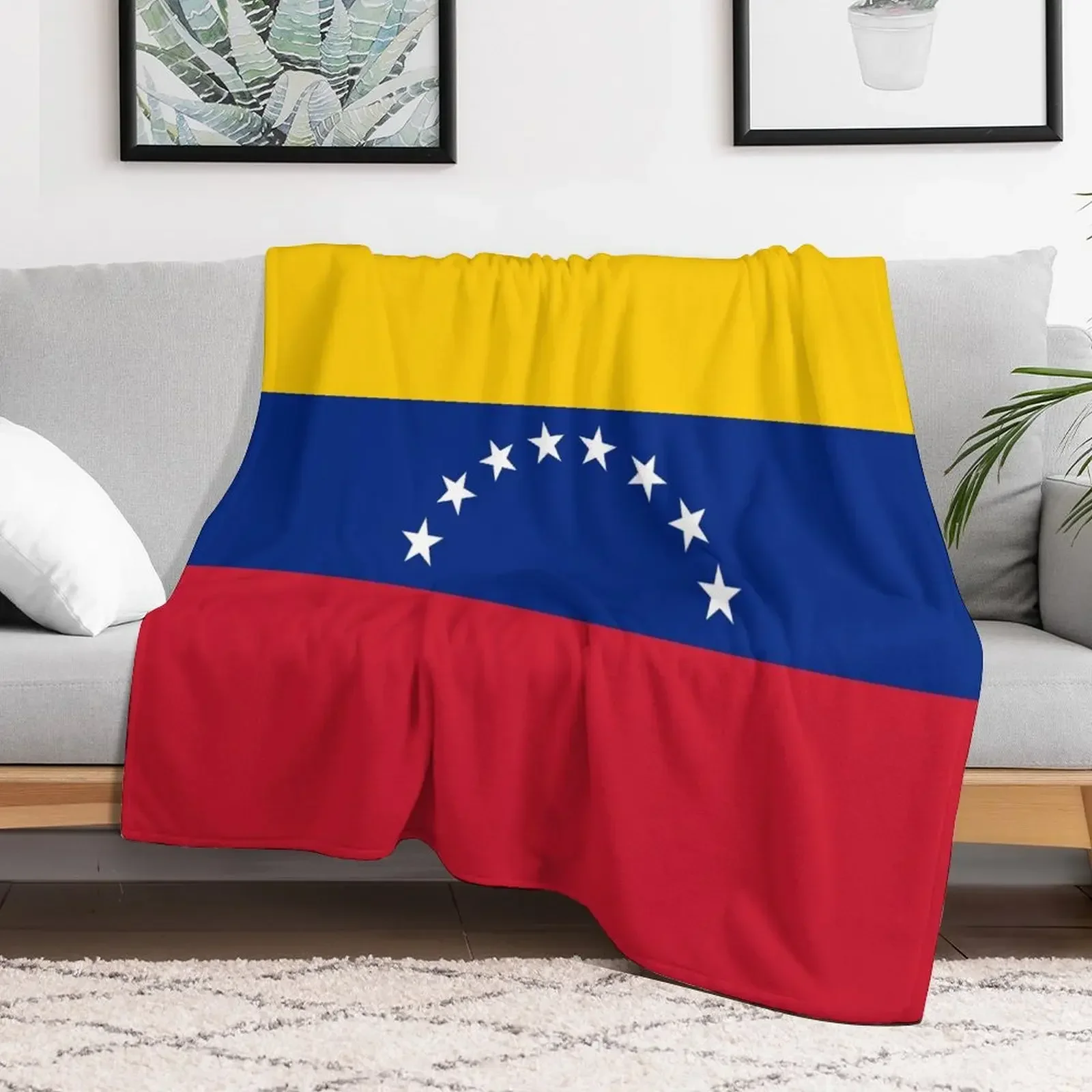 Великолепный флаг Венесуэли и его цвета оранжевый синий красный белый. Плед