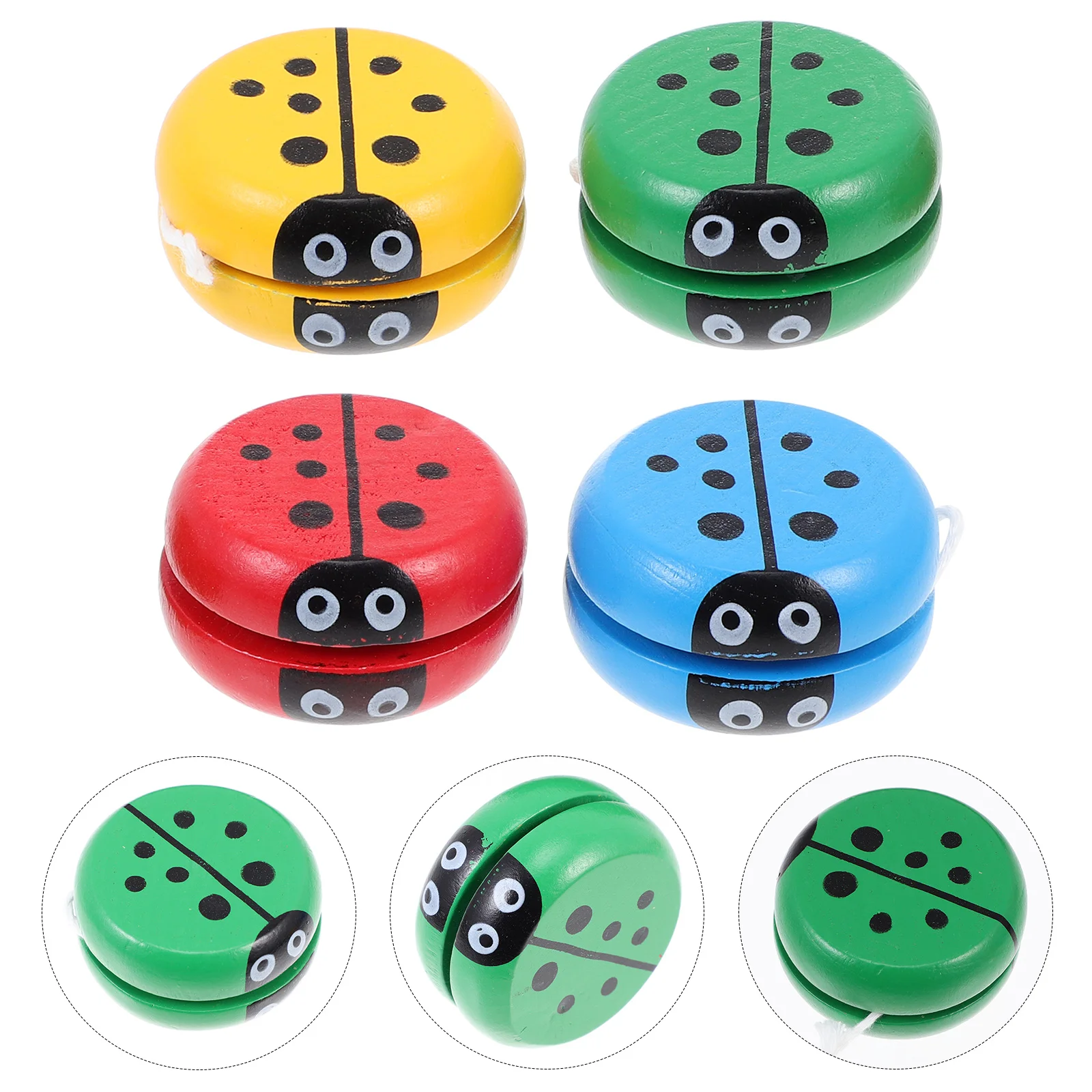 

4Pcs Adorable Children Yo-Yo Plaything Creative Seven-star Ladybird Wooden Yo-Yo Toys